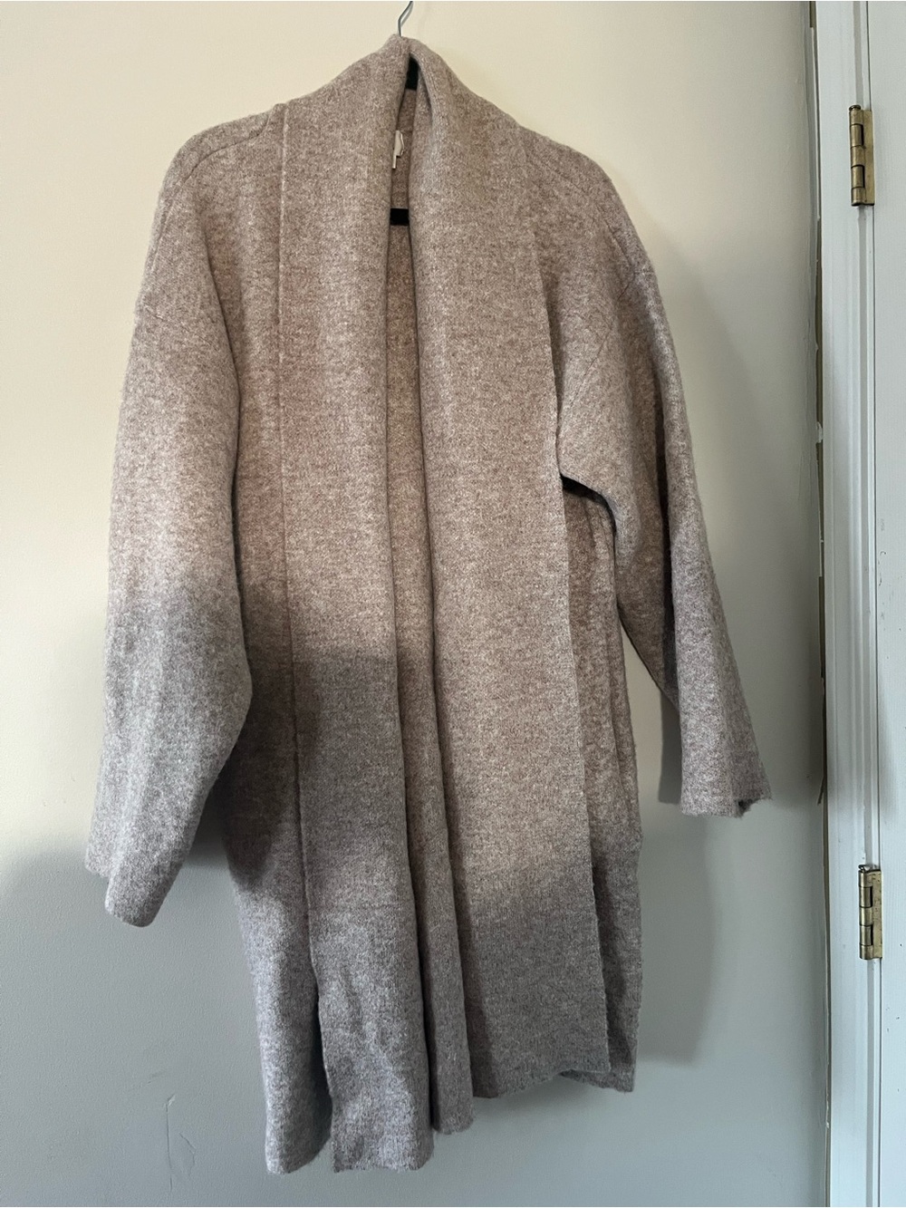 Anthropologie Oversized Longline Open Front Cardigan Sweater Oatmeal Medium